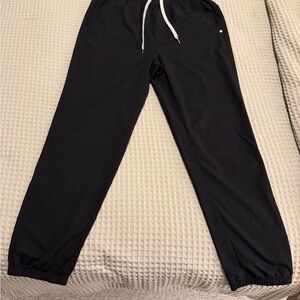 Vuori Men’s Kore Black Jogger Pants with White Drawstring
